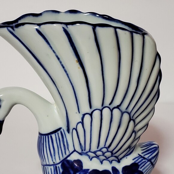 Swan Vase / Planter Blue and White Bird Vintage - Picture 3 of 10